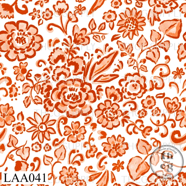LAA041 Chinoiserie floral pumpkin orange