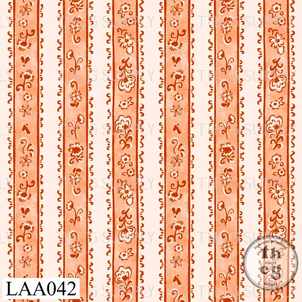 LAA042 Chinoiserie floral spice stripe on tan