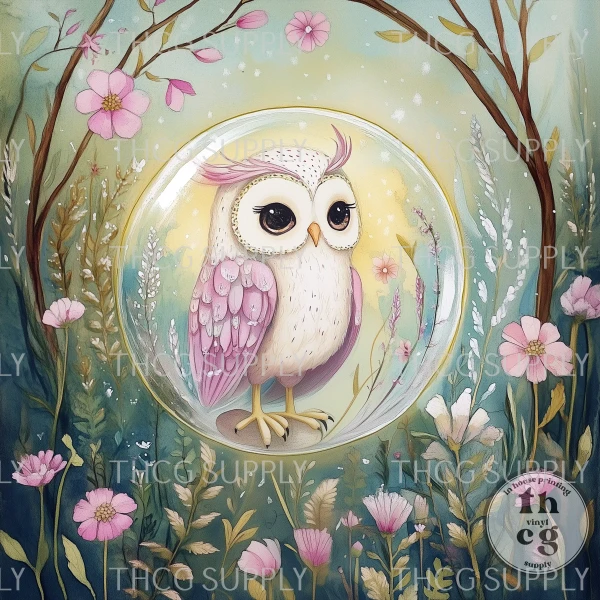 Panel -  Spring Woodland Crystal Balls Owl