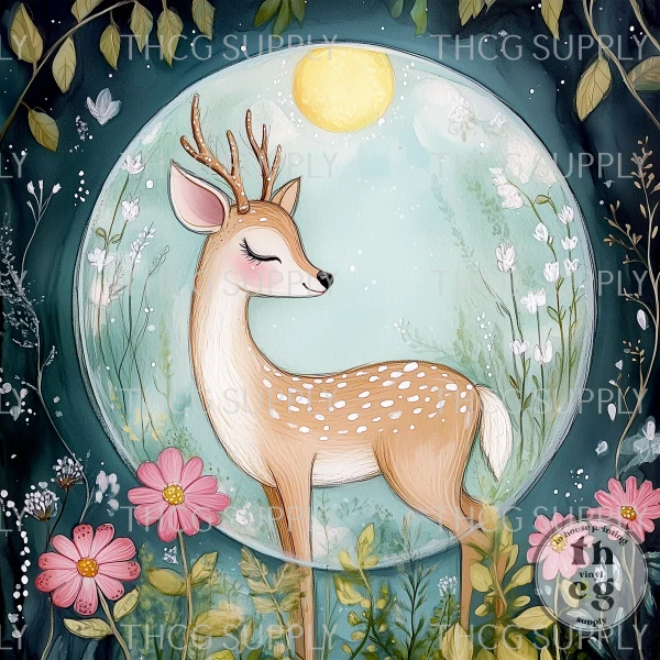 Panel -  Spring Woodland Crystal Balls Deer