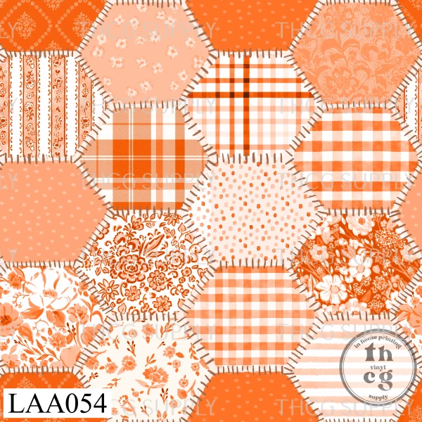 LAA054 Pumpkin lane floral patchwork cream