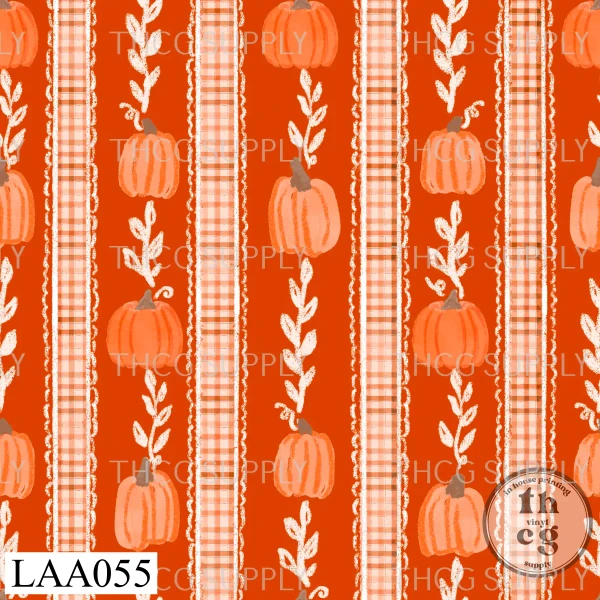 LAA055 Pumpkin lane plaid ribbon stripe dk orange