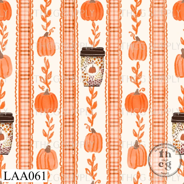LAA061 Pumpkin latte plaid stripe cream