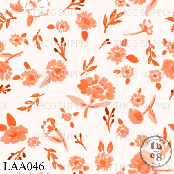 LAA046 Ditsy autumn blooms cream and orange