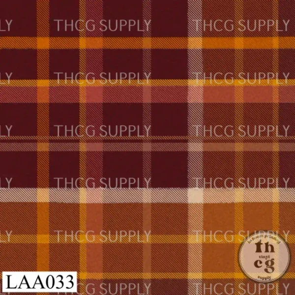 Retail Sheet - LAA033 Cozy cabin plaid mahogany mix on Smooth Vinyl (Small Scale)