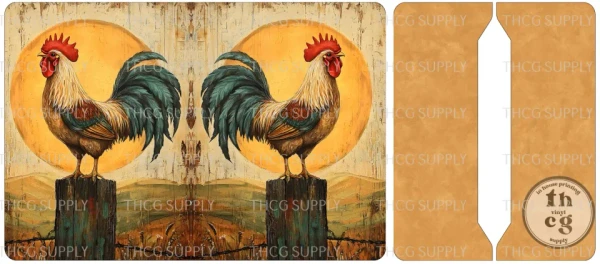 Retail - Mini Notebook Cover J166 Rustic Farm Rooster on Litchi Vinyl