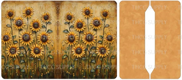 Retail - Mini Notebook CoverJ174 Rustic Sunflowers Litchi Vinyl