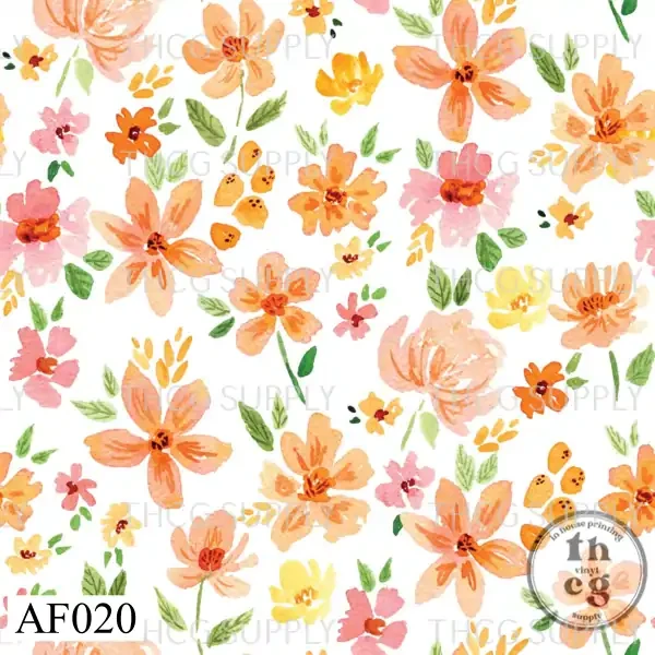 AF020 pink and orange summer floral white