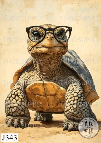 Retail Journal Panel- J343 Whimsical Desert Tortoise  A4 on Smooth Vinyl