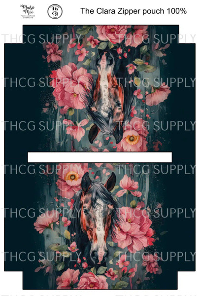 Retail - Clara Zipper Pouch J608 Botanicals Horse 100% size