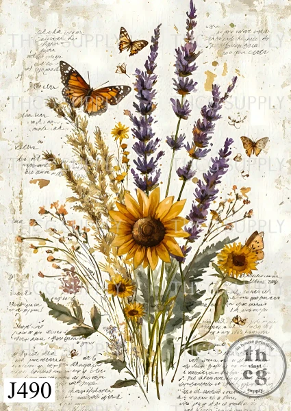 Journal Panel -J490  Watercolour Sunflower