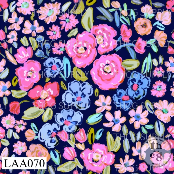LAA070 Bright Day floral inky navy