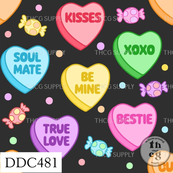 Retail Mini Roll - DDC481 Hearts Smooth Vinyl (Medium Scale) 11.5" x 23"