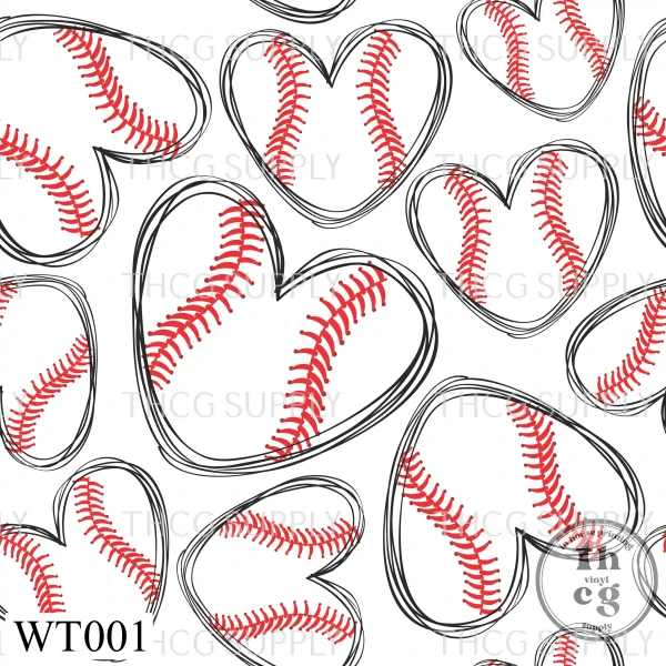 WT001 Baseball Hearts