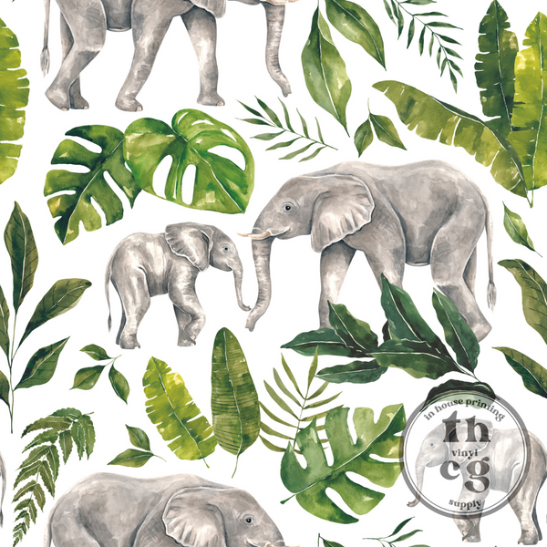 CR1238 Tropical Jungle Elephant Foliage