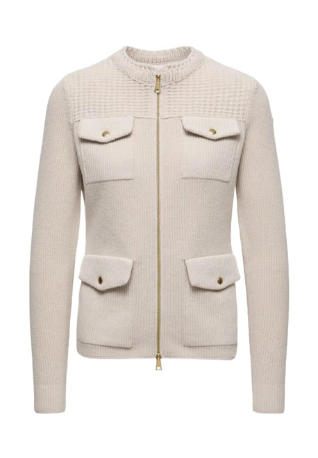 Padded Wool Zip-Up Cardigan Down padding (K20939B00013051)