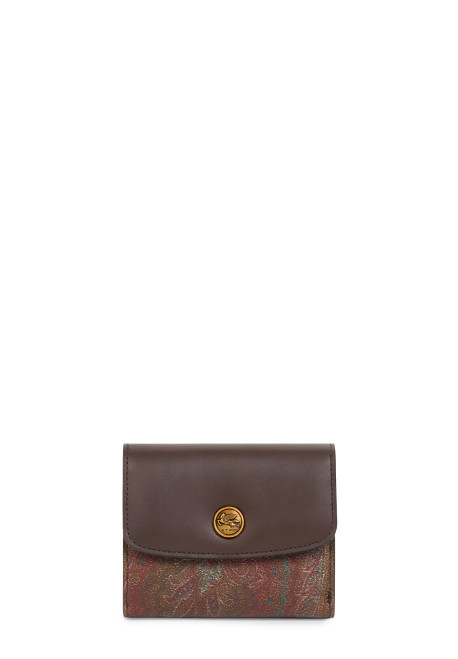 Leather Flap & Coin Button Paisley Wallet (Small) (2025811057067)