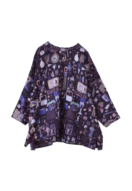 Cotton Linen Print Blouse (j0562fb942)