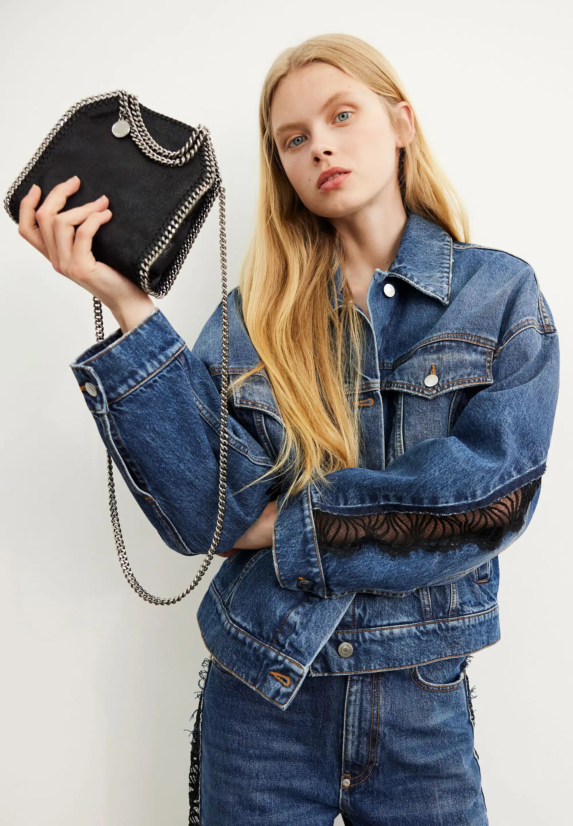 ショルダーバッグ・ポシェット FALABELLA TINY ECO SHAGGY DEAR Falabella Tiny Tote Bag Black×Silver (Shaggy Deer) | Matsuya