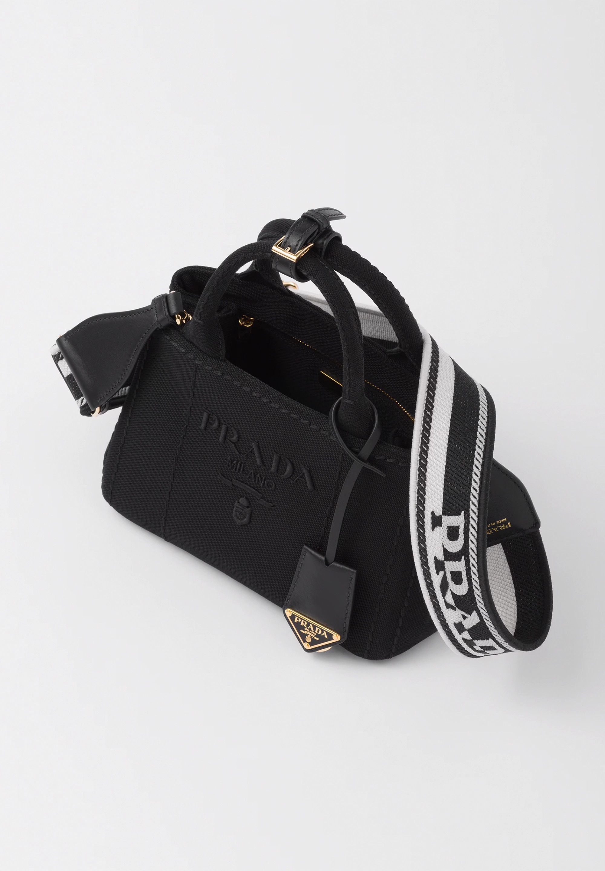 新作【PRADA】コットンキャンバス ミニハンドバッグ、全3色 タバコ コットンキャンバス ミニハンドバッグ | PRADA
