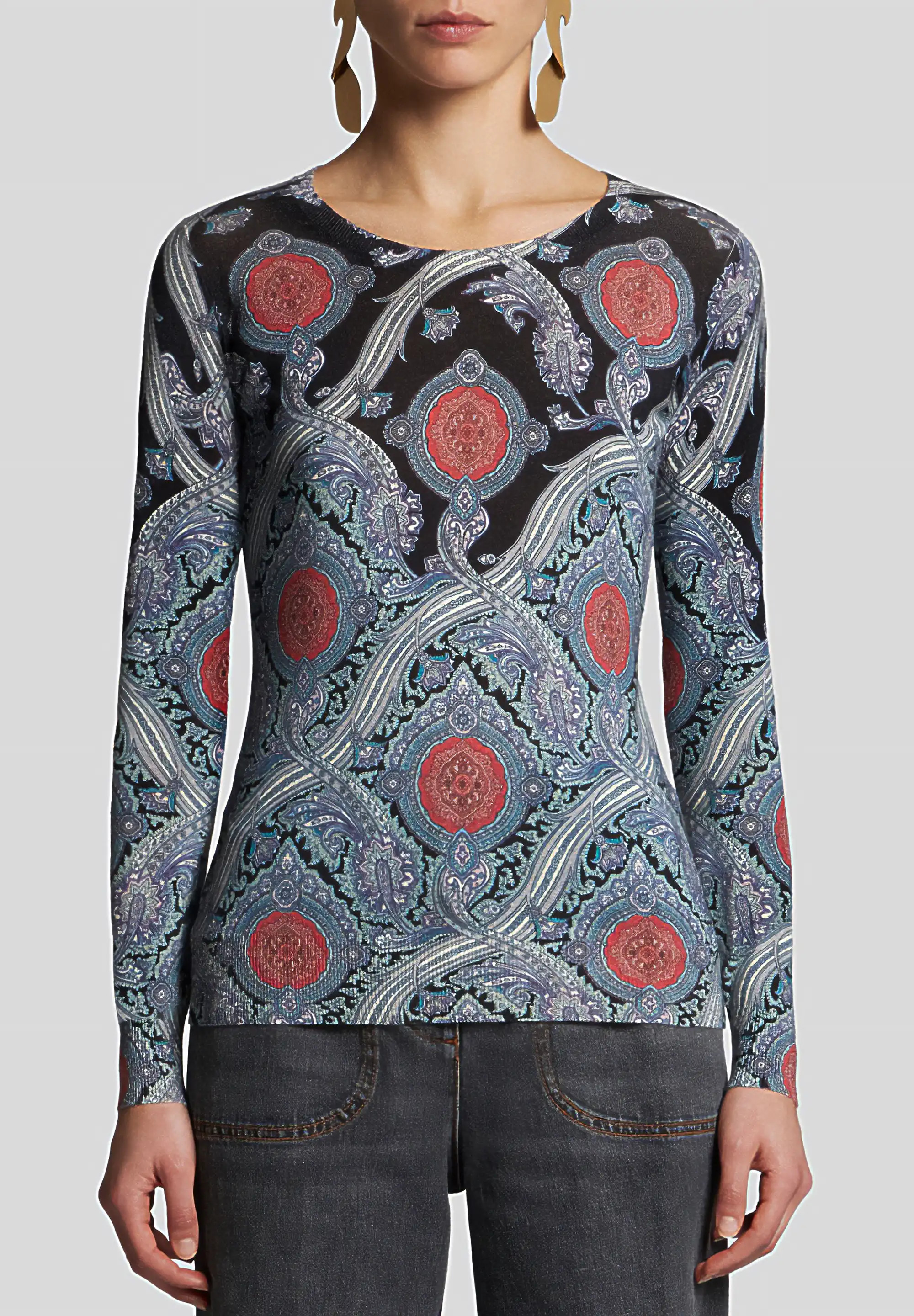 【日本入手困難】Long-sleeved cashmere and silk sweater Silk-Cashmere Shawl-Collar Sweater