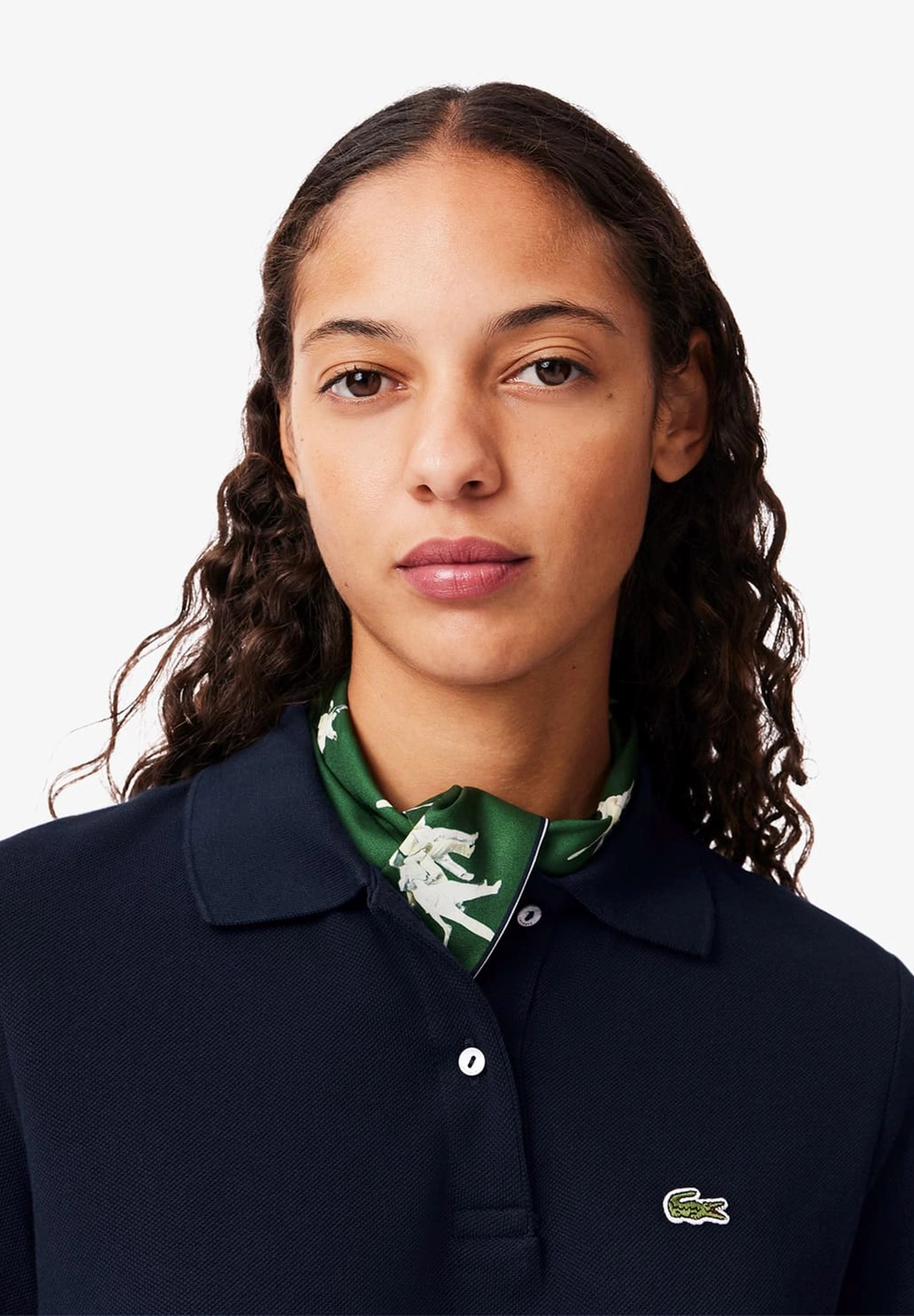 LACOSTE ベーシックポロドレス ネイビー 34 ラコステ LACOSTE リラックスシルエットクレリックポロドレス