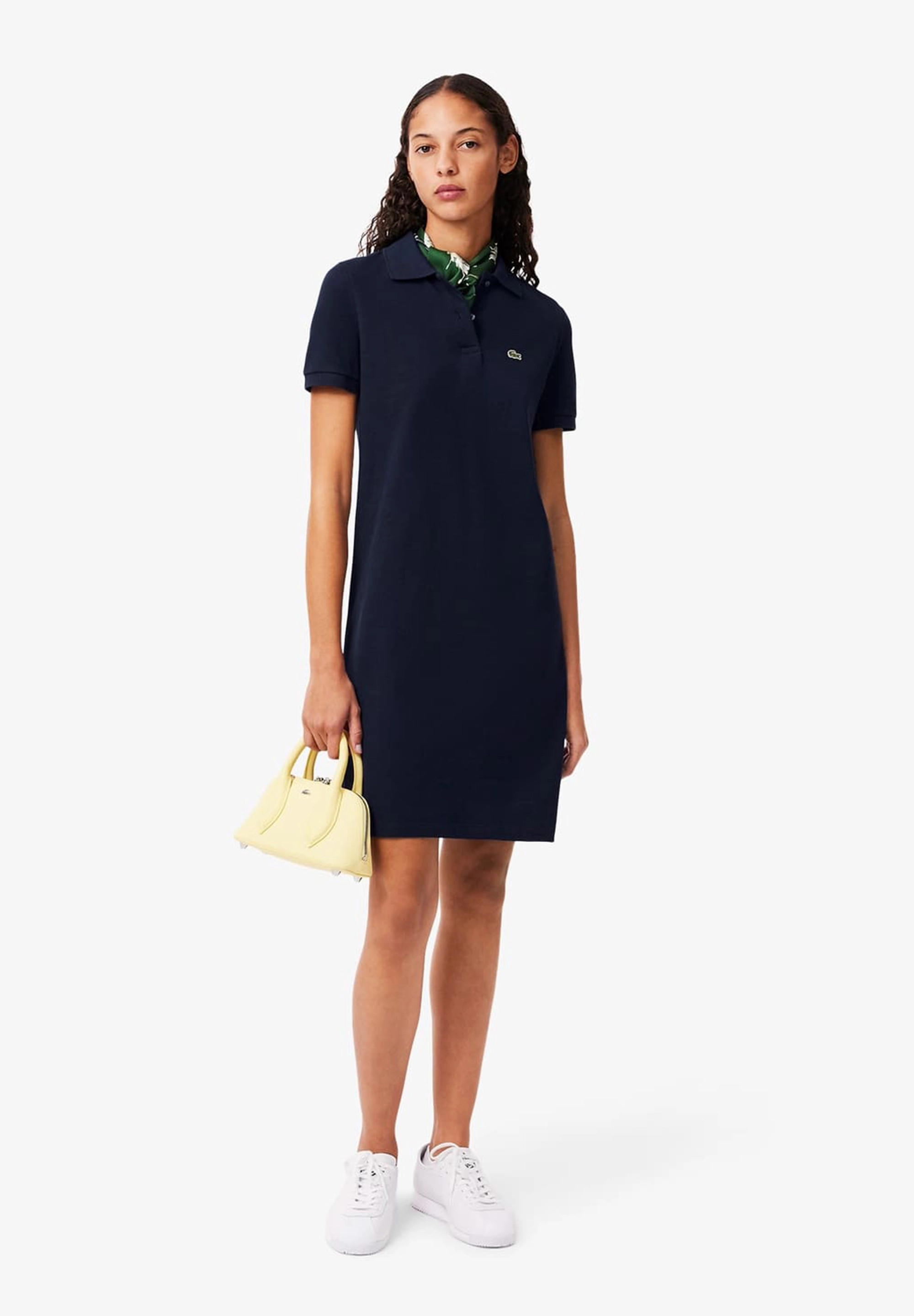 LACOSTE ベーシックポロドレス ネイビー 34 ラコステ LACOSTE リラックスシルエットクレリックポロドレス