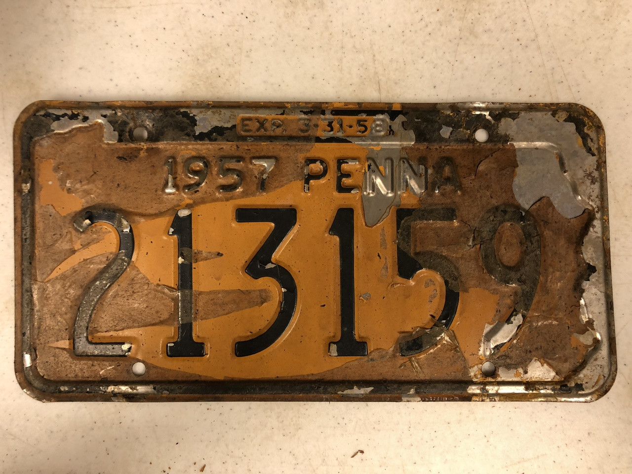 1957 Expiraton 3 31 58 Pennsylvania License Plate Y3786 Vehicle (or license) plates are a metal plate attached to a vehicle or trailer for official identification purposes. 1957 expiraton 3 31 58 pennsylvania license plate y3786