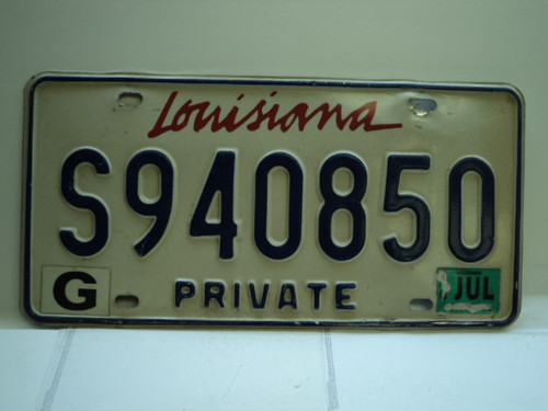 LOUISIANA Private License Plate S940850
