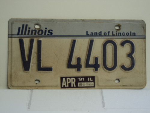 1991 ILLINOIS Land of Lincoln License Plate VL 4403