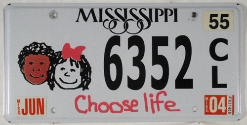 2004 Jun Mississippi Choose Life License Plate