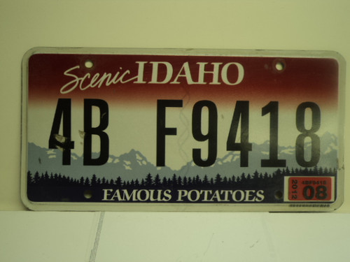 2012 IDAHO Scenic Famous Potatoes License Plate 4B F9418
