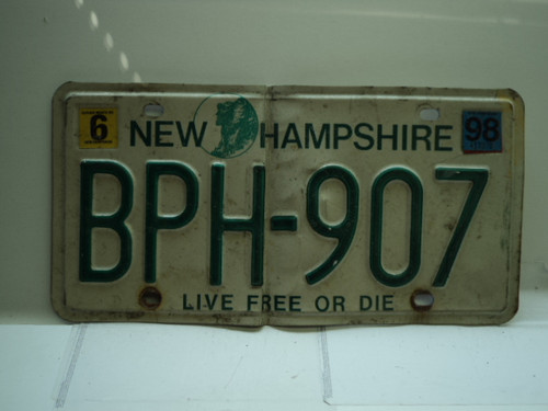 1998 NEW HAMPSHIRE Live Free or Die License Plate BPH 107