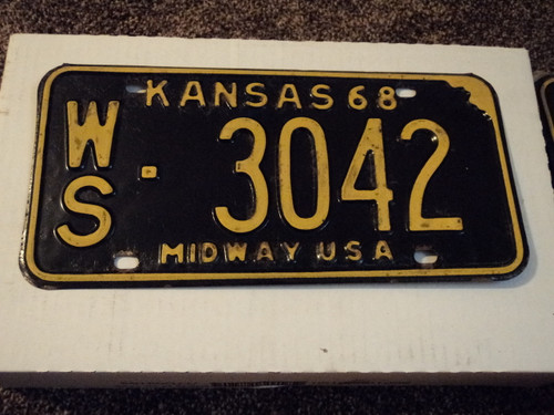 1968 KANSAS midway USA license Plate 3042
