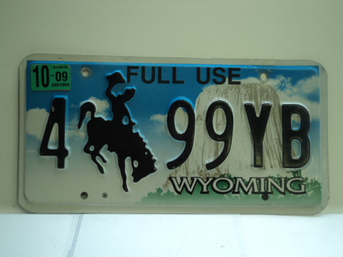 2009 Wyoming Full Use License Plate 4 99YB