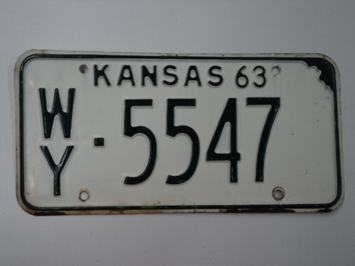 1963 KANSAS License Plate WY 5547