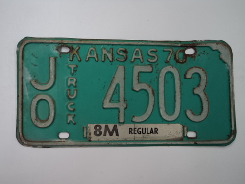 1970 KANSAS 8M Truck License Plate JO 4503