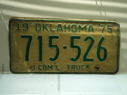 1975 OKLAHOMA Commercial Truck License Plate 715 526