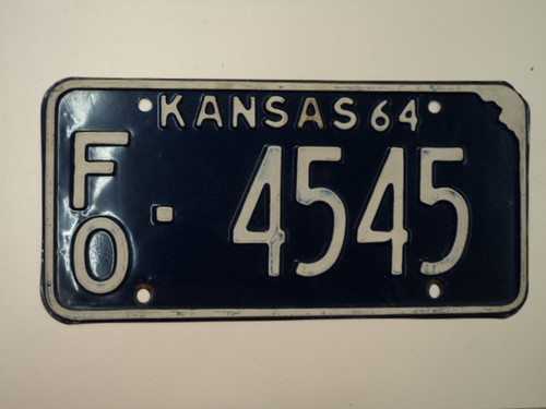 1964 KANSAS License Plate FO 4545