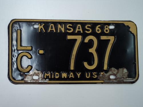 1968 KANSAS Midway USA License Plate LC 737