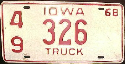 1968 Jackson Co Iowa 49 326 Truck License Plate