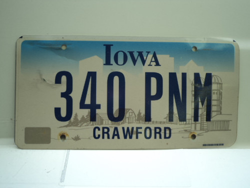 IOWA License Plate 340 PNM