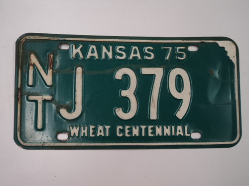 1975 KANSAS Wheat Centennial License Plate NT J 379