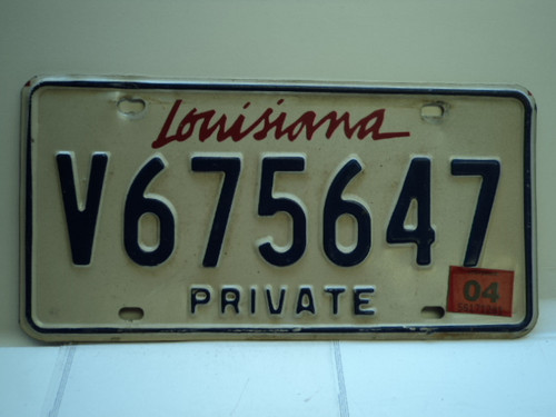 2004 LOUISIANA Private License Plate V675647