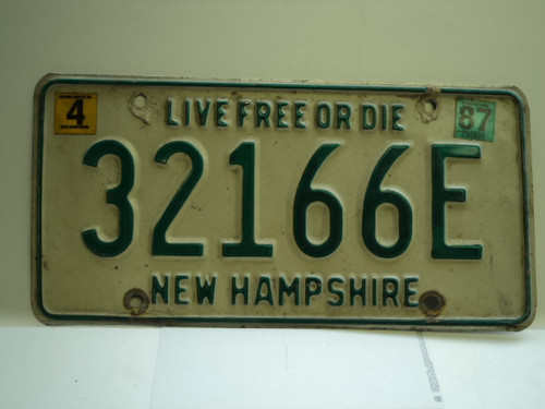 1987 NEW HAMPHIRE Live free or Die License Plate 32166E