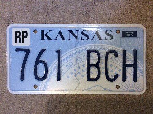 Kansas Republic County License Plate 761-BCH