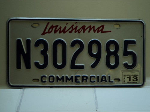2013 LOUISIANA Commercial License License Plate N302985
