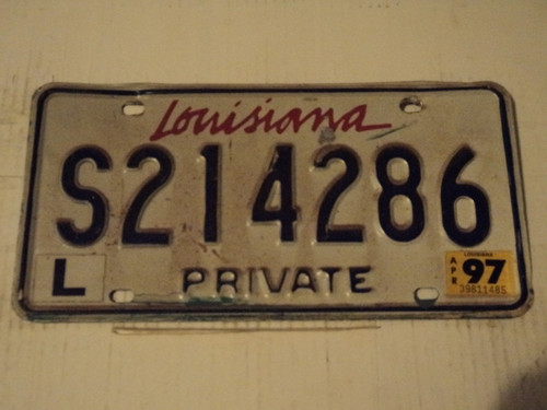 LOUISIANA Private L License Plate S214286