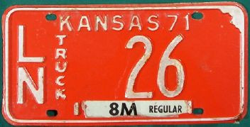 1971 Linn Co Kansas Truck LN 26 License Plate