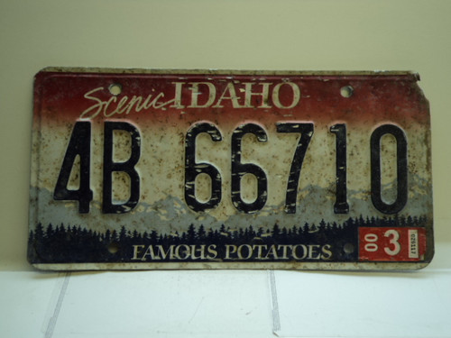 2000 IDAHO Famous Potatoes License Plate 4B 66710
